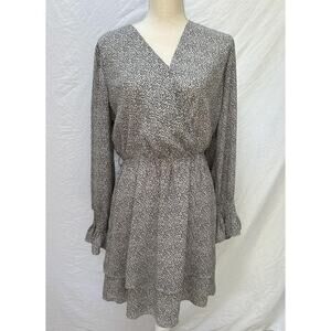 HALOGEN Animal Print Faux Wrap Dress Size Medium Career Capsule